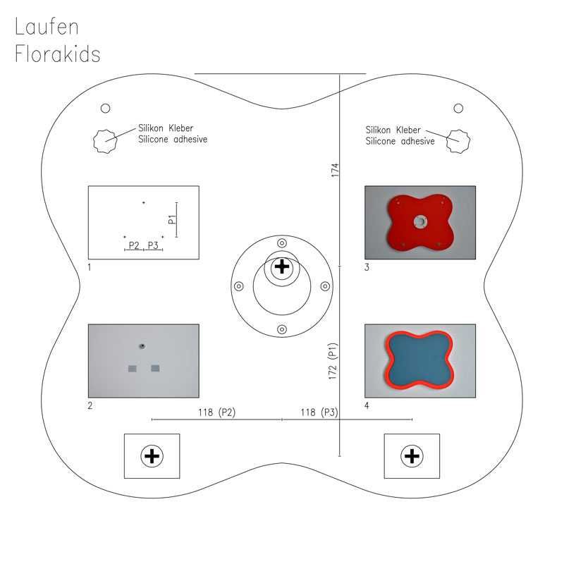 H4616010034691 Laufen Florakids Дзеркало дитяче 43,5 х 38,3 см червона