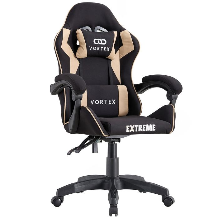Fotel gamingowy Vortex Beige z tkaniny - komfort w dobrej cenie