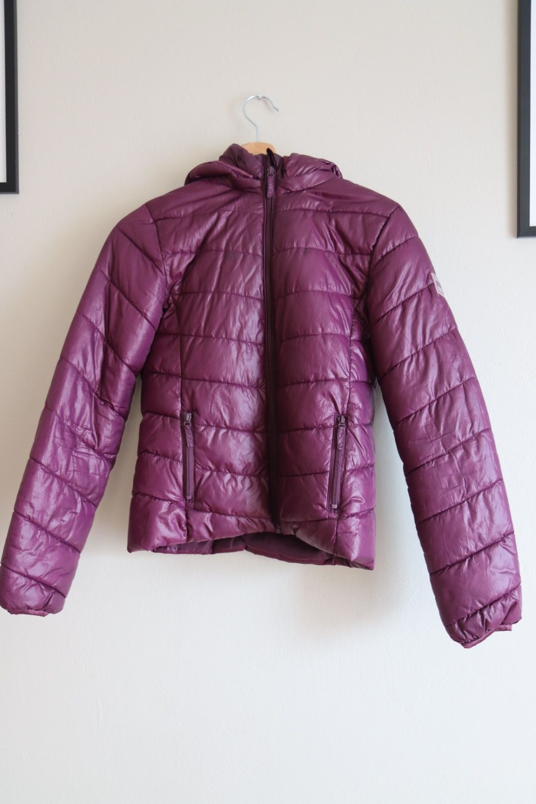 jesienna kurtka H&M pikowana fioletowa 158cm
