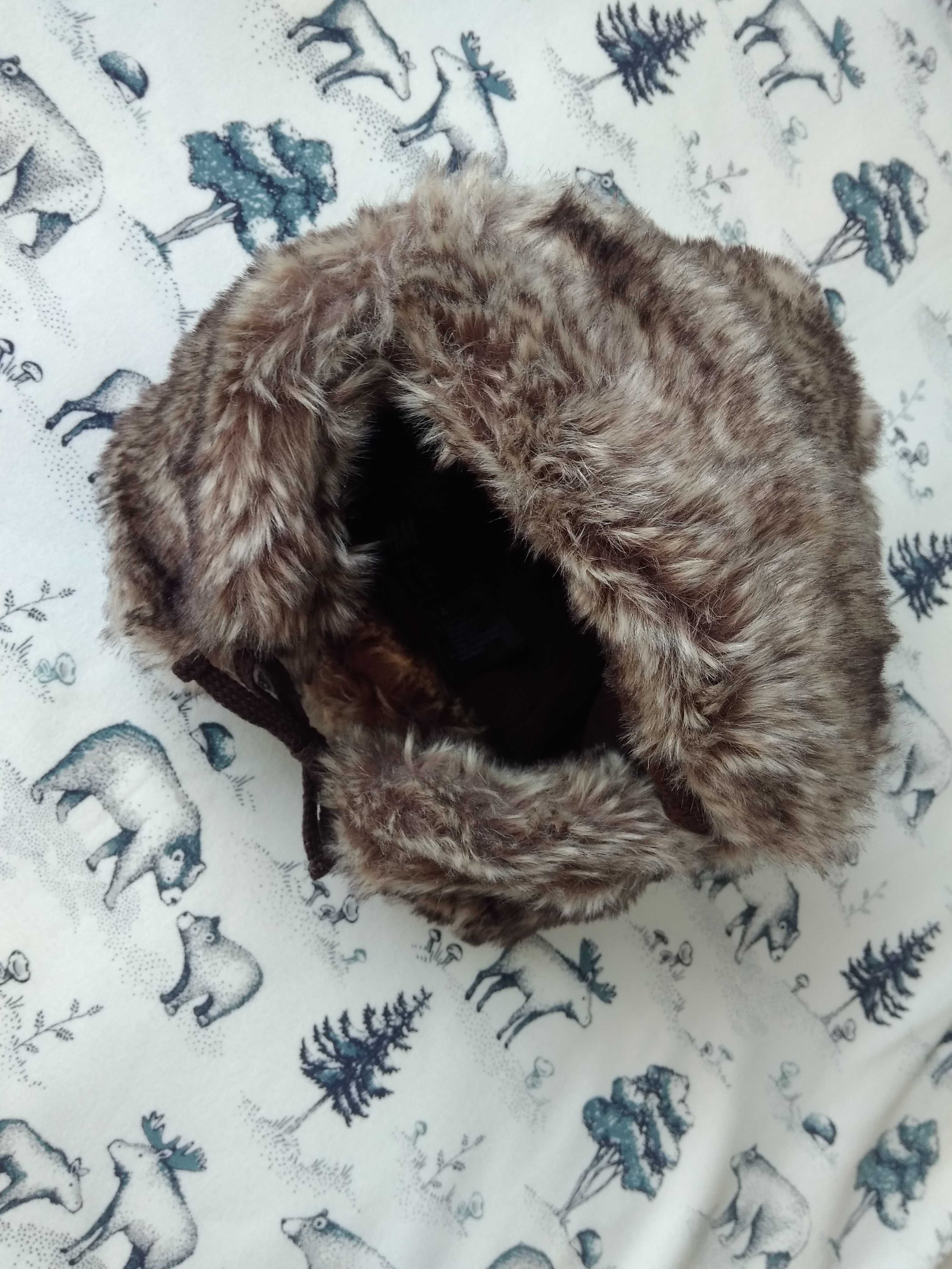 Czapka zimowa H&M pilotka miś 80