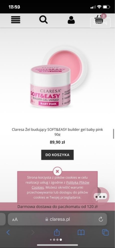 Żel claresa baby pink 90g