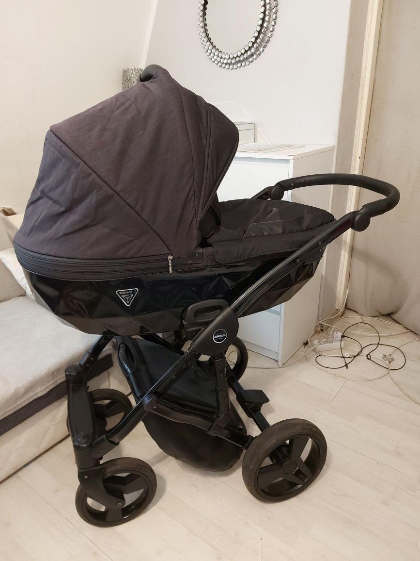 Wozek 3w1 junama diamond czarny na czarnym stelażu wysyłka cybex