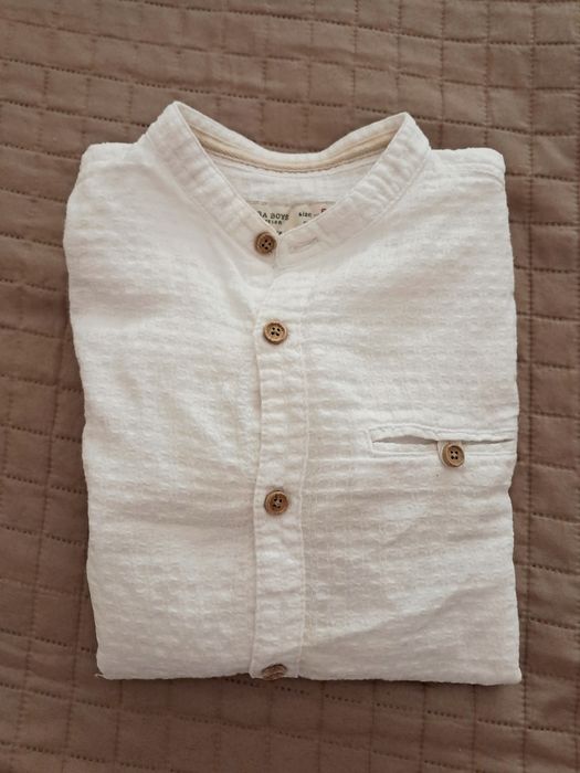 Camisa branca manga curta ZARA 8 anos