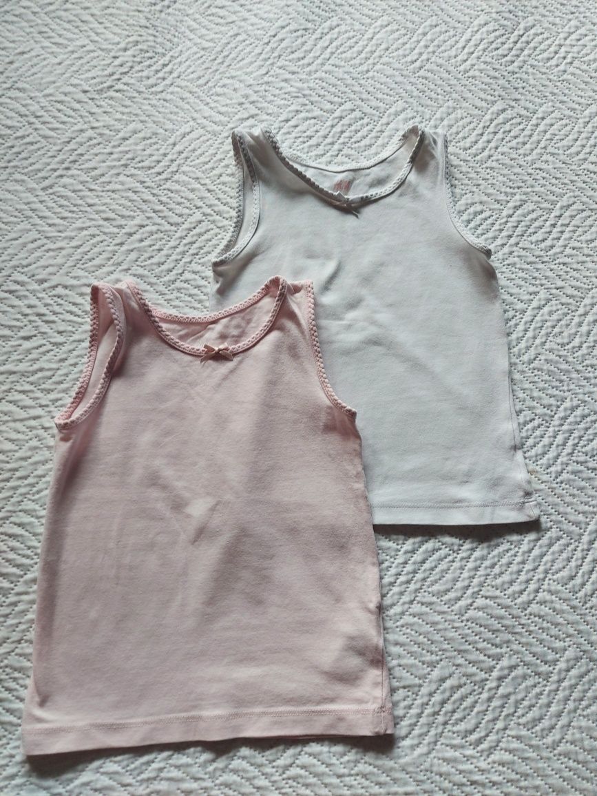 Top  koszulka Podkoszulki Basic hm różowa biała 2 szt 110-116