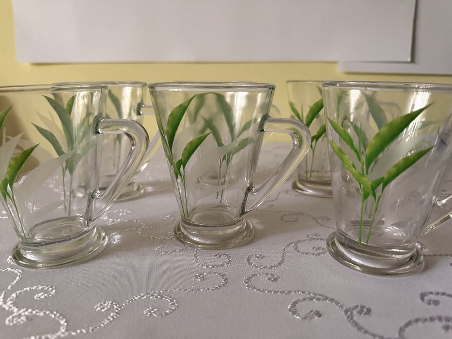 Szklanki Tetley Quality Tea 200 ml Oryginalne 6szt z zielonym motywem