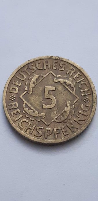 Niemcy Republika Weimarska - 5 fenigów, pfennig 1936 - mennica F