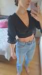 Bluzka crop top czarna wiązana 36