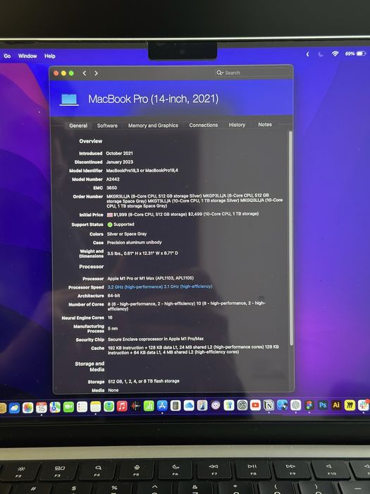 MacBook Pro 14-inch (MKGT3LL/A) M1 PRO 16/1TB SSD