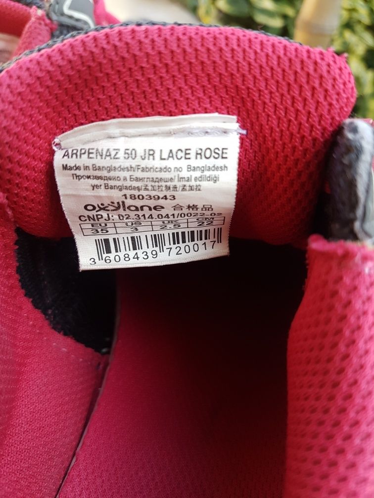 Quechua 22,5   cm . 35 dziecięce Decathlon Arpenaz 50 JR Lace Rose