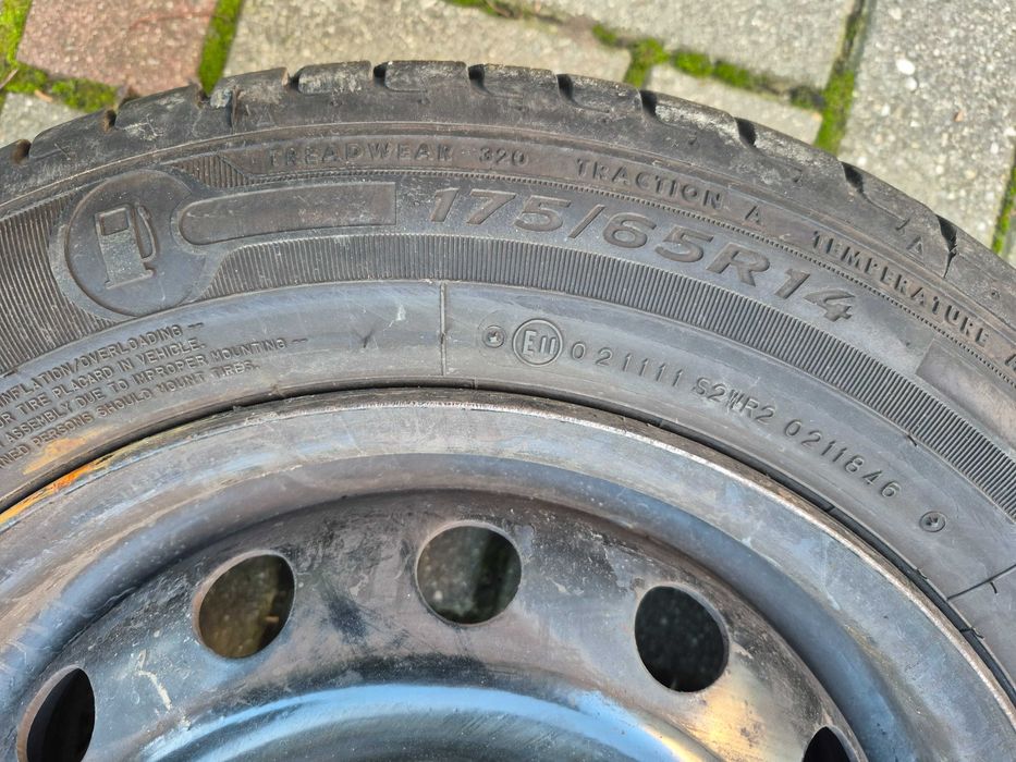 175/65 R14 na felgach Peugeota 4x108 opony letnie Dunlop 2151 jak nowe