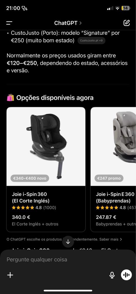 Vendo Cadeira Auto Joie Spin 360