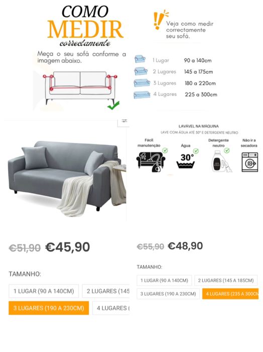 2x capas para sofás (3lugares e 4lugares)