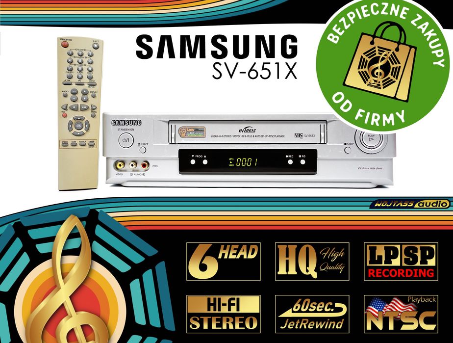 Magnetowid nagrywający VHS VCR 6-głowicowy SAMSUNG SV-651X LP SP REC