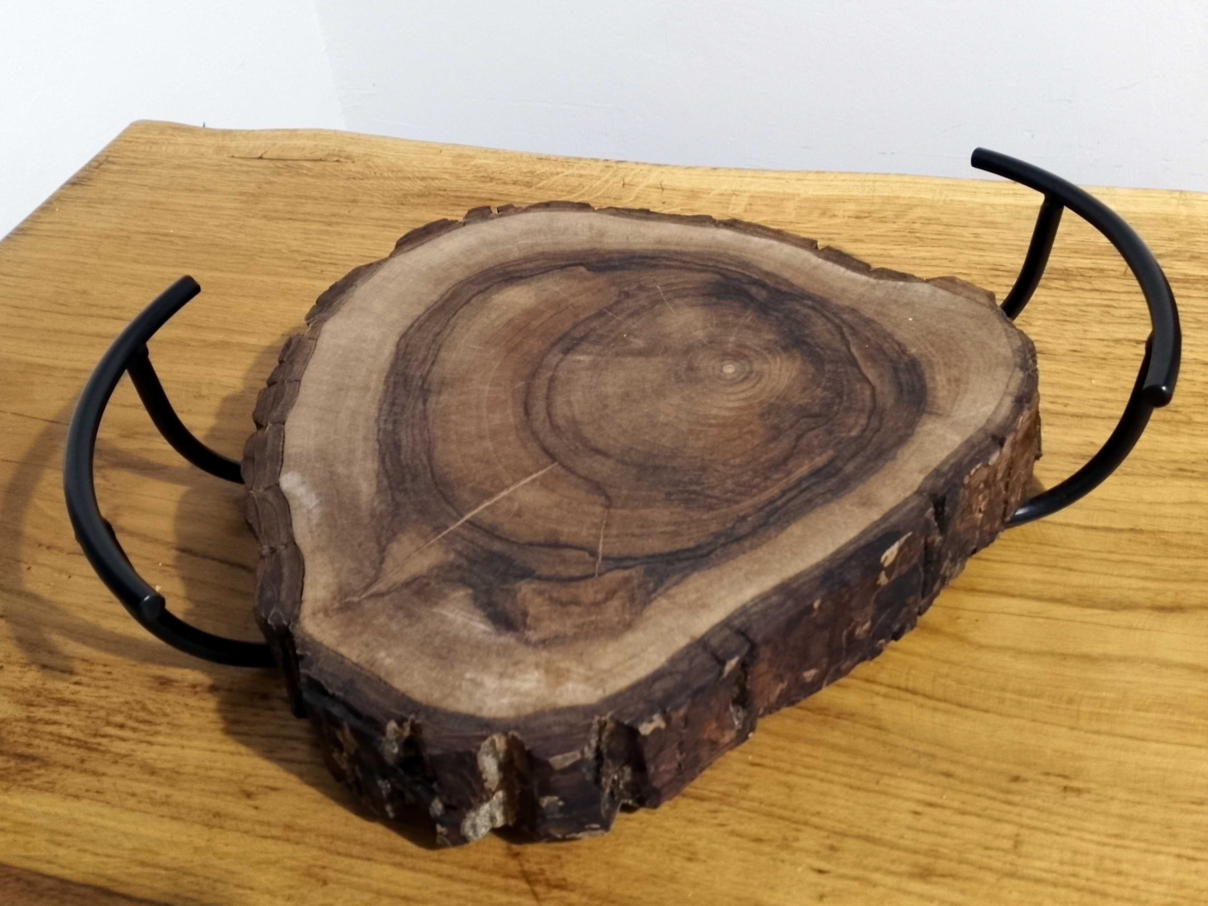 drewniana patera deska talerz na ciasto do serwowania serów deserów