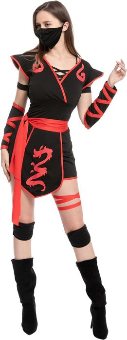 Kostium Ninja Assassin dla Kobiet, Czerwony S