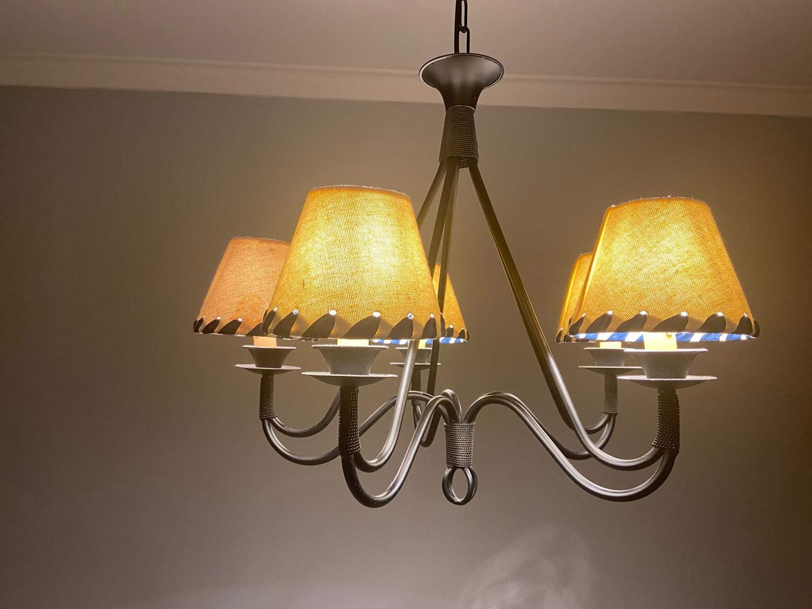 Candeeiro rústico para 5 lampadas