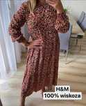 H&M długa maxi MIDI oversize sukienka z wiskozy z kwiaty M/L