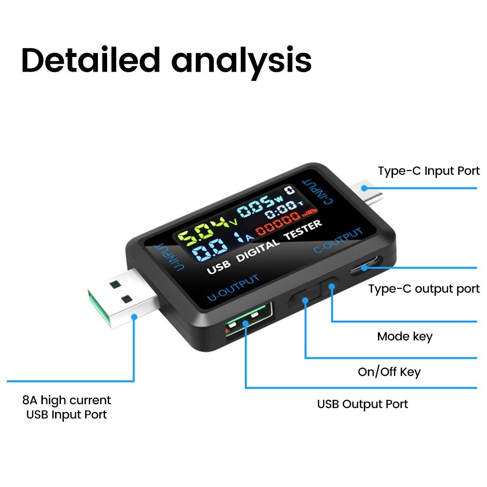 USB tester ЮСБ тестер ёмкости аккумуляторов Амперметр вольтметр