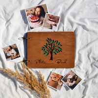 Альбом для фотографій дерев'яний/   крафтбук "дерево з листям"