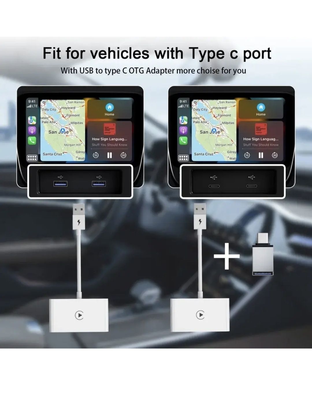 Беспроводной адаптер CarPlay iPhone iOS 10+ Wireless Dongle White