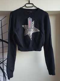 Czarny sweter z gwiazdą w cekiny y2k grunge  alternative nowy z metką