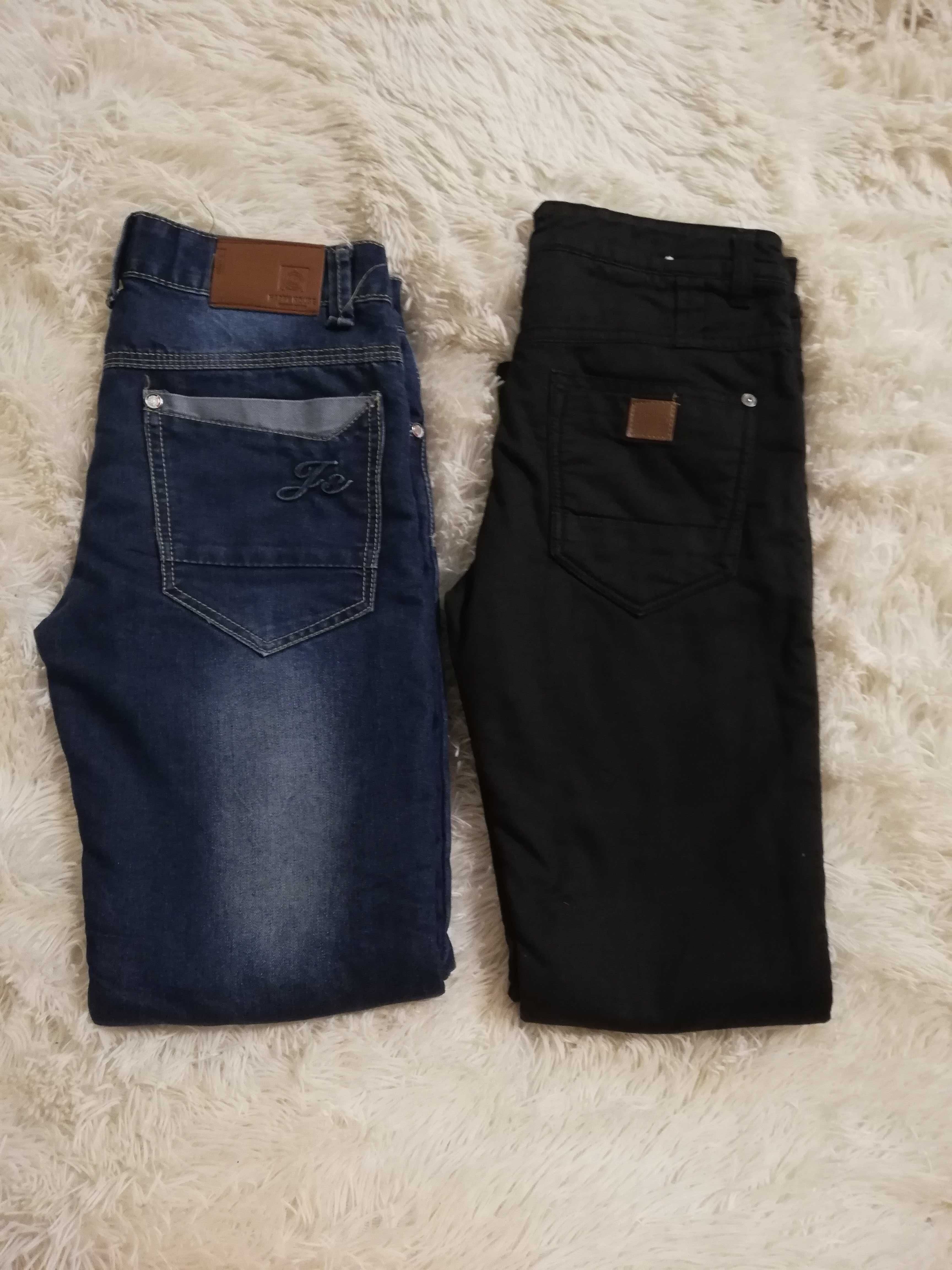 jeansy na polarze 152 158, ocieplane spodnie 152 158, ciepłe spodnie