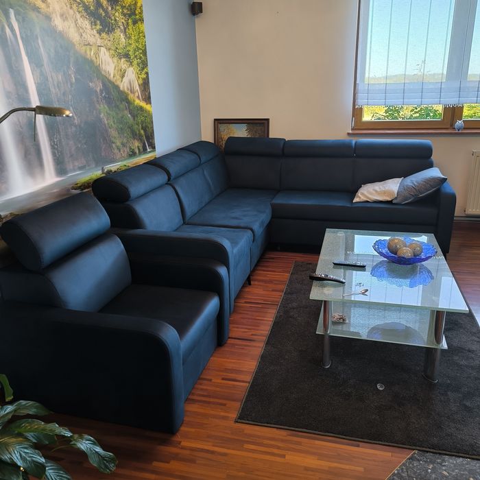 Narożnik rozkładany z fotelem i funkcją spania 2w1