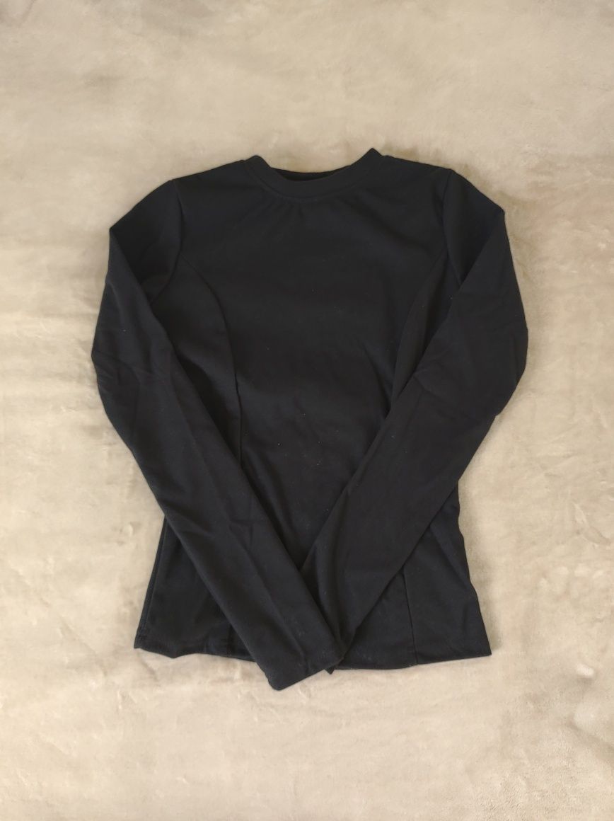 Nowa czarna aksamitna bluzka damska na długi rękaw rozmiar S/M/L