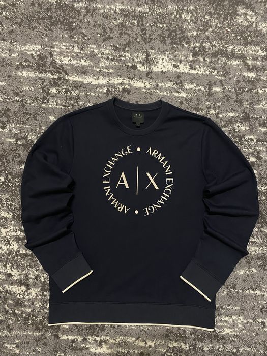 Свитшот свитер Armani Exchange Л розмір синього кольору великий логоти