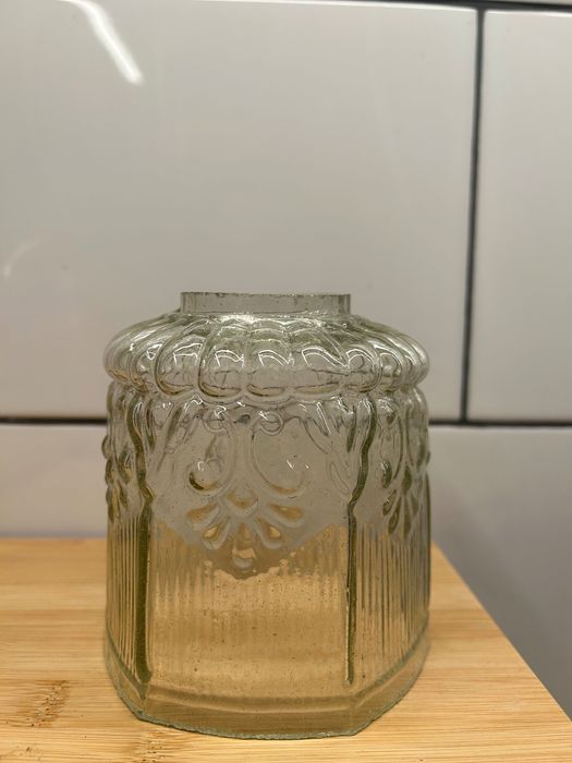 Zdobiony klosz ze szkła do lampy (naftowej?)  Vintage PRL Retro nowe