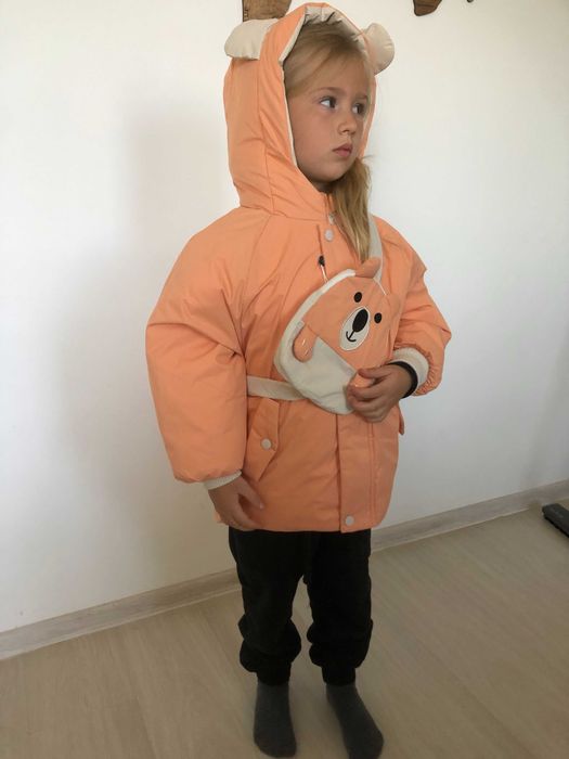 Куртка зимова з вушками + бананка 116р ( 5-6 років)