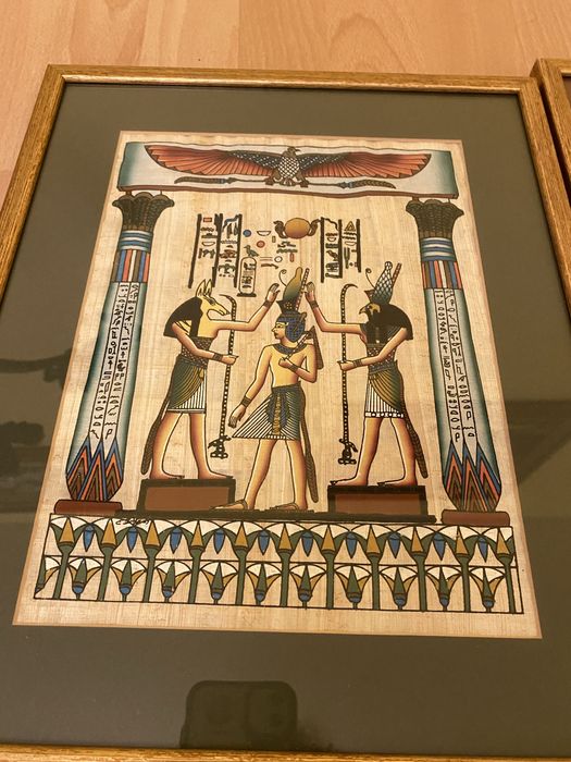 Zestaw 4 papirusow w ramce za szkłem