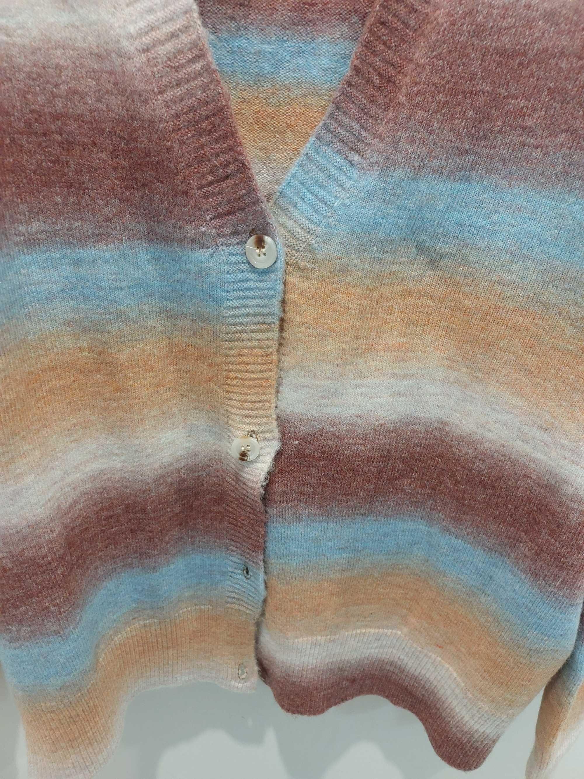 sweter narzuta shein akryl xl paski pastelowy