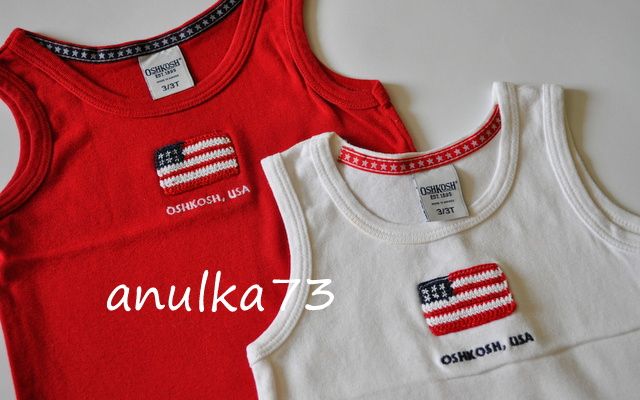 Dwie firmowe amerykańskie koszulki z flagą OshKosh z USA 3 lata 92/98