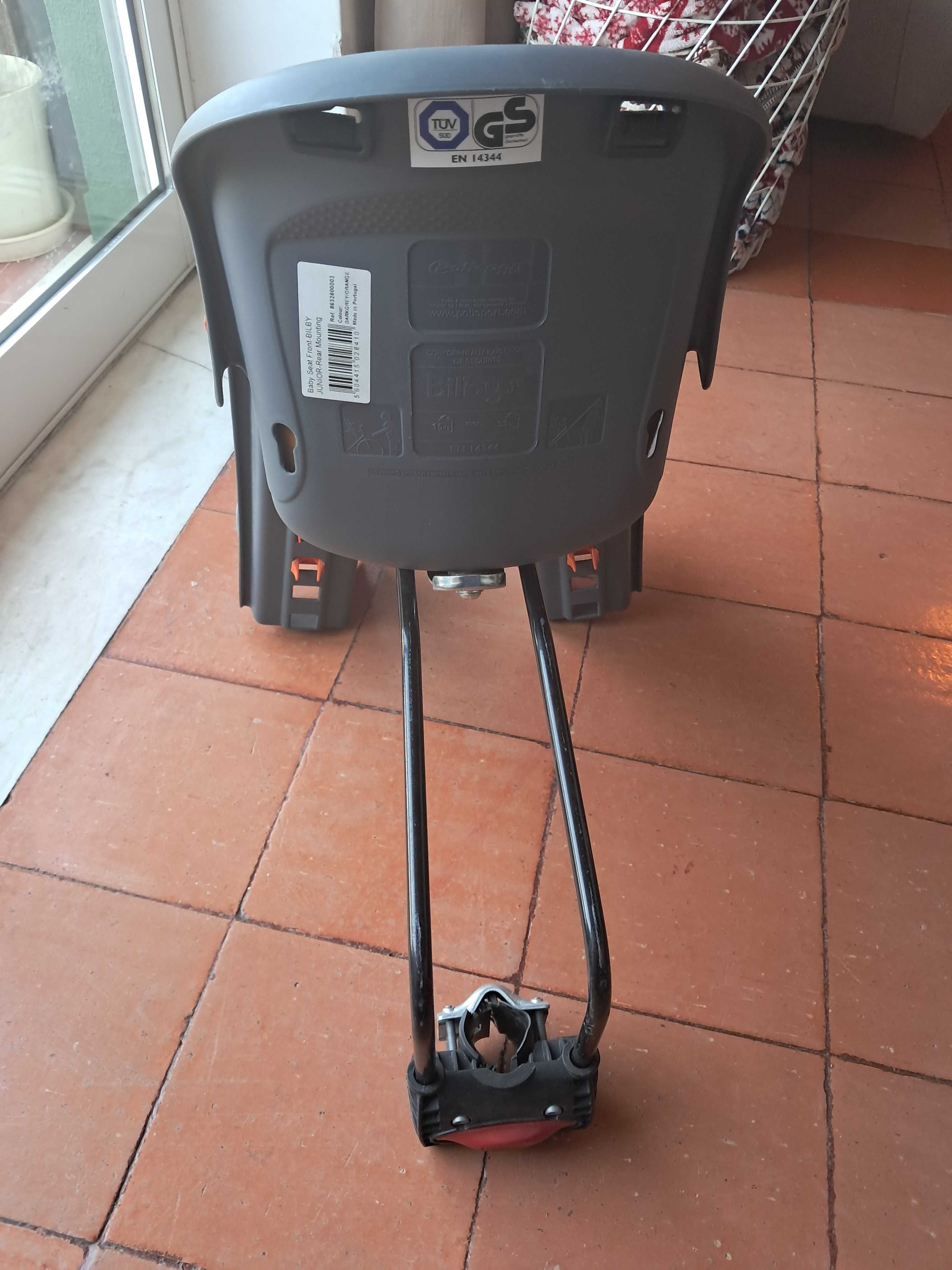 Cadeira Bicicleta Fixação Frontal Bilby Junior+ laranja e Cinzento