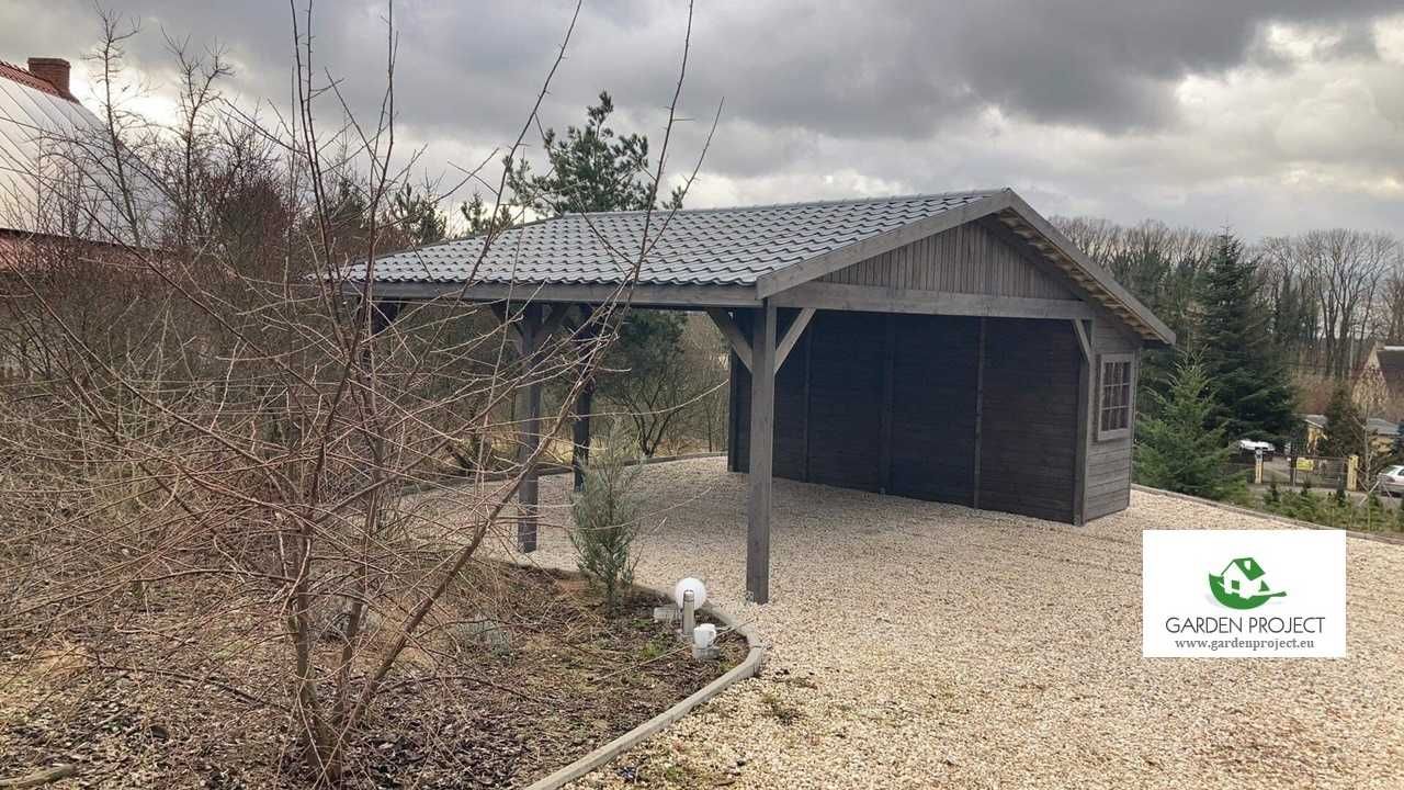 wiata carport 2 z pomieszczeniem gospodarczym 45m2