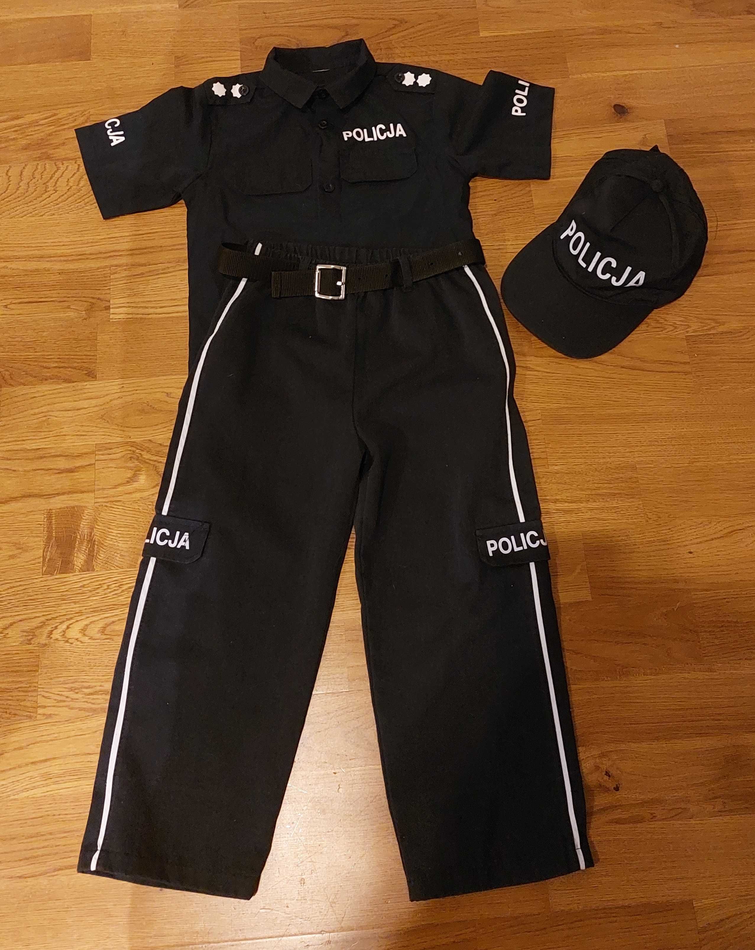 Kostium Przebranie Strój Policjant Policjanta Policja 110 - 116 Czapka