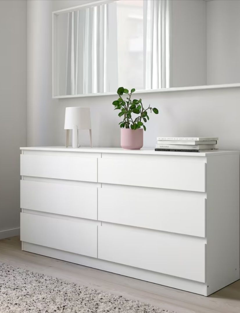 IKEA komoda MALM 3-,4-,6 - szufladowa, Front biały matowy nowy