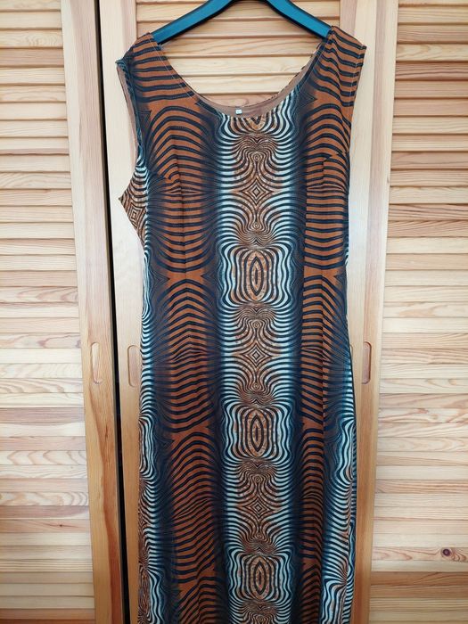 Vestido XL castanho preto e branco