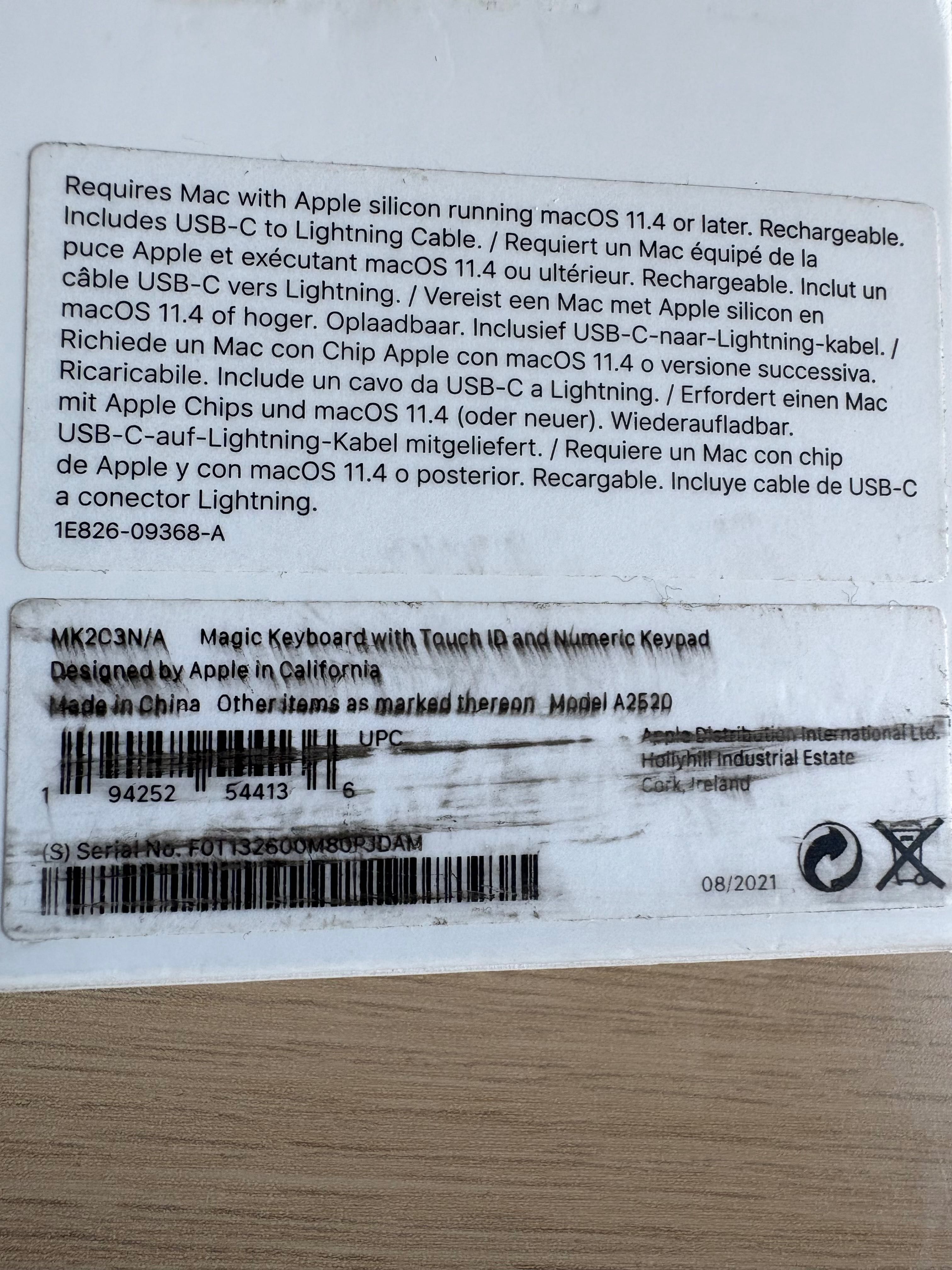 Klawiatura Apple Magic Keyboard Touch ID NumPad angielski A2520