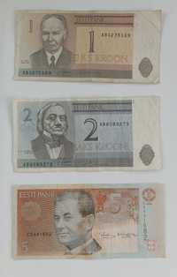 zestaw banknotów 1-5 koron , Estonia , 3 szt