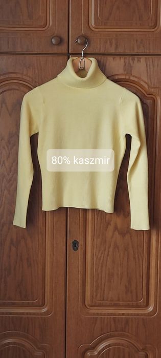 Klasyczny kaszmirowy golf Anda Fashion jasnożółty XS 34