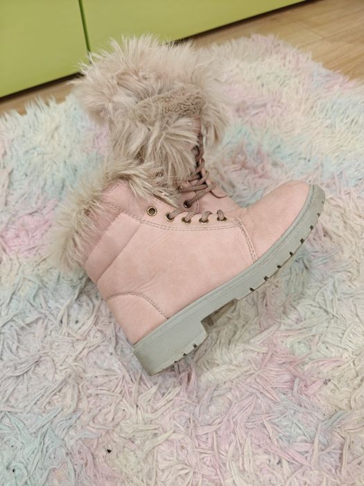 Buty, botki różowe zimowe dla dziewczynki r.32