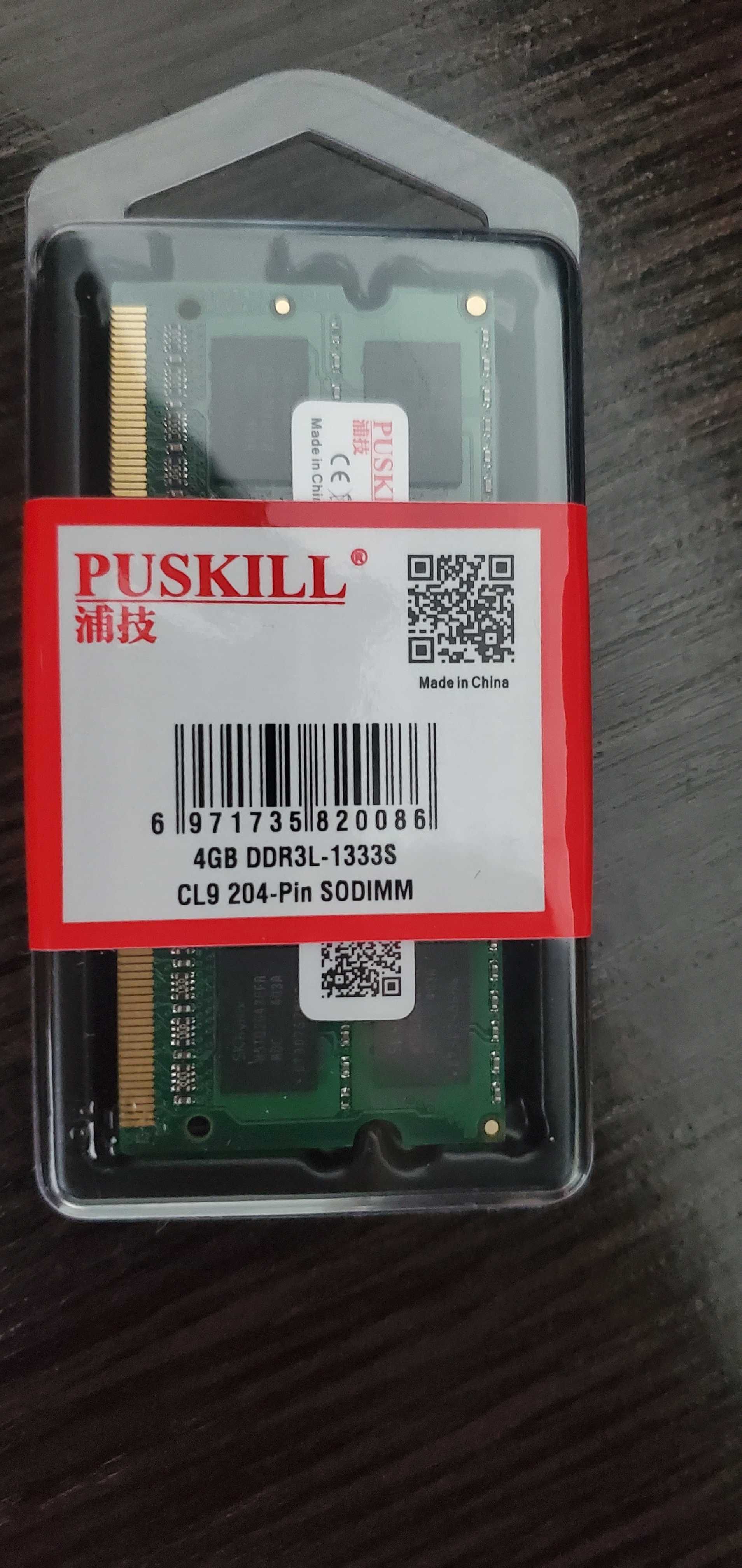 Оперативна пам'ять PUSKILL DDR3L 4Gb 1333s  1.35V  CL9 204Pin SO-DIMM