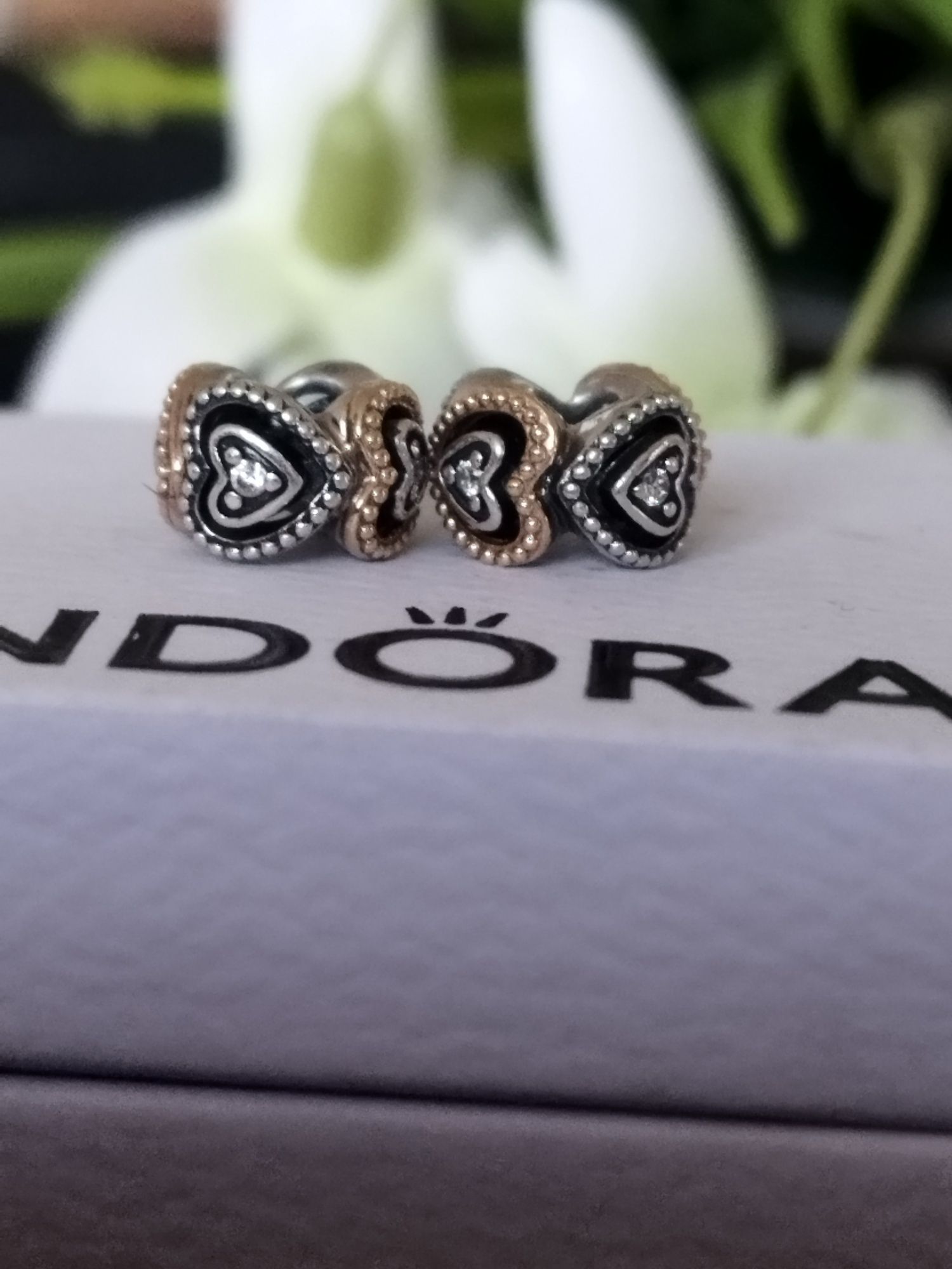 Pandora tt charms przekładki srebrny złoty