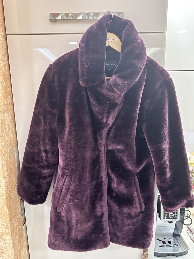 Пальто підліткове куртка поліроване штучне хутро XXS, 140-152 зріст