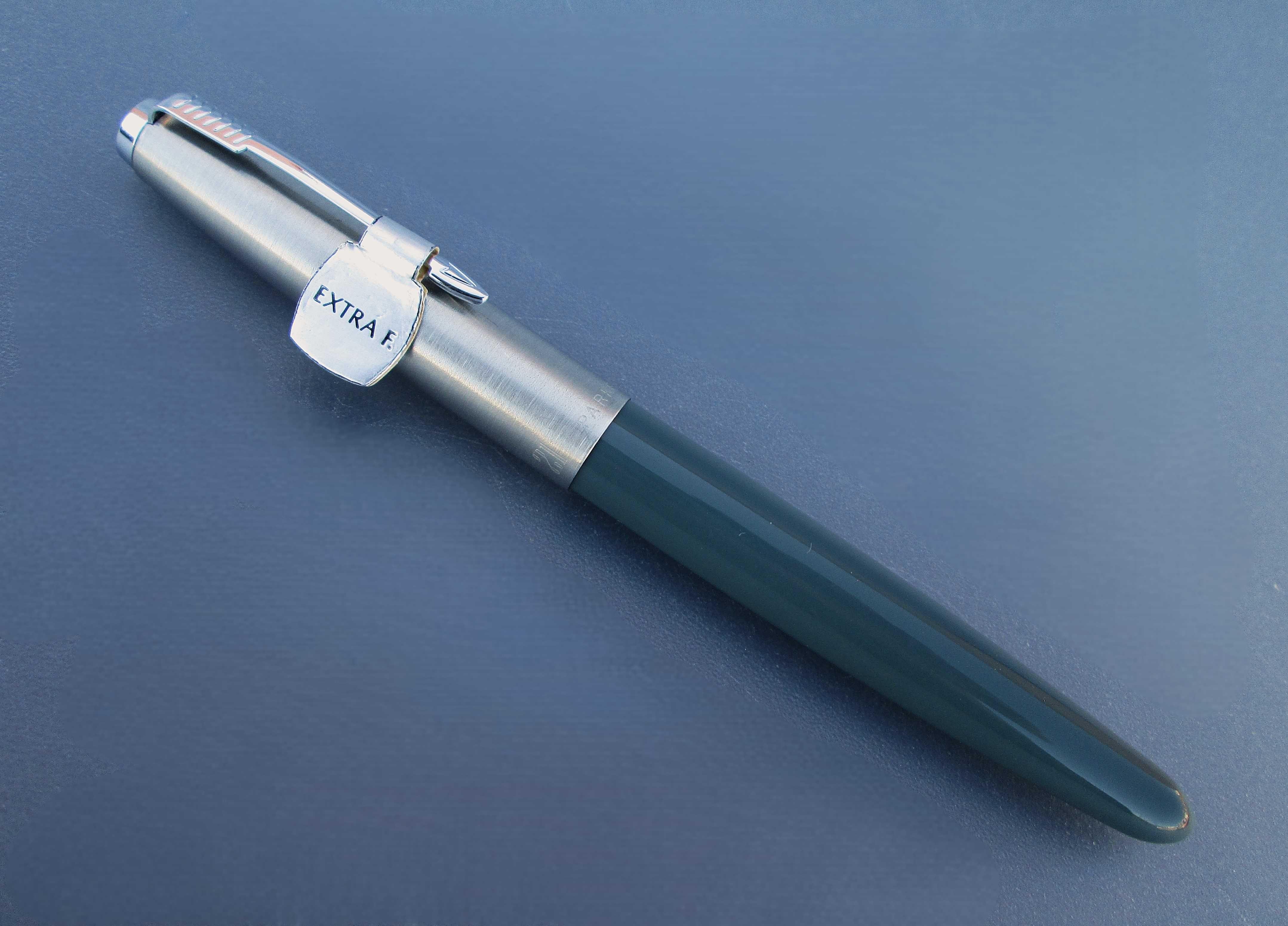 1960's Caneta Tinteiro PARKER 21 Navy Grey c/ aparo EF - NUNCA USADA
