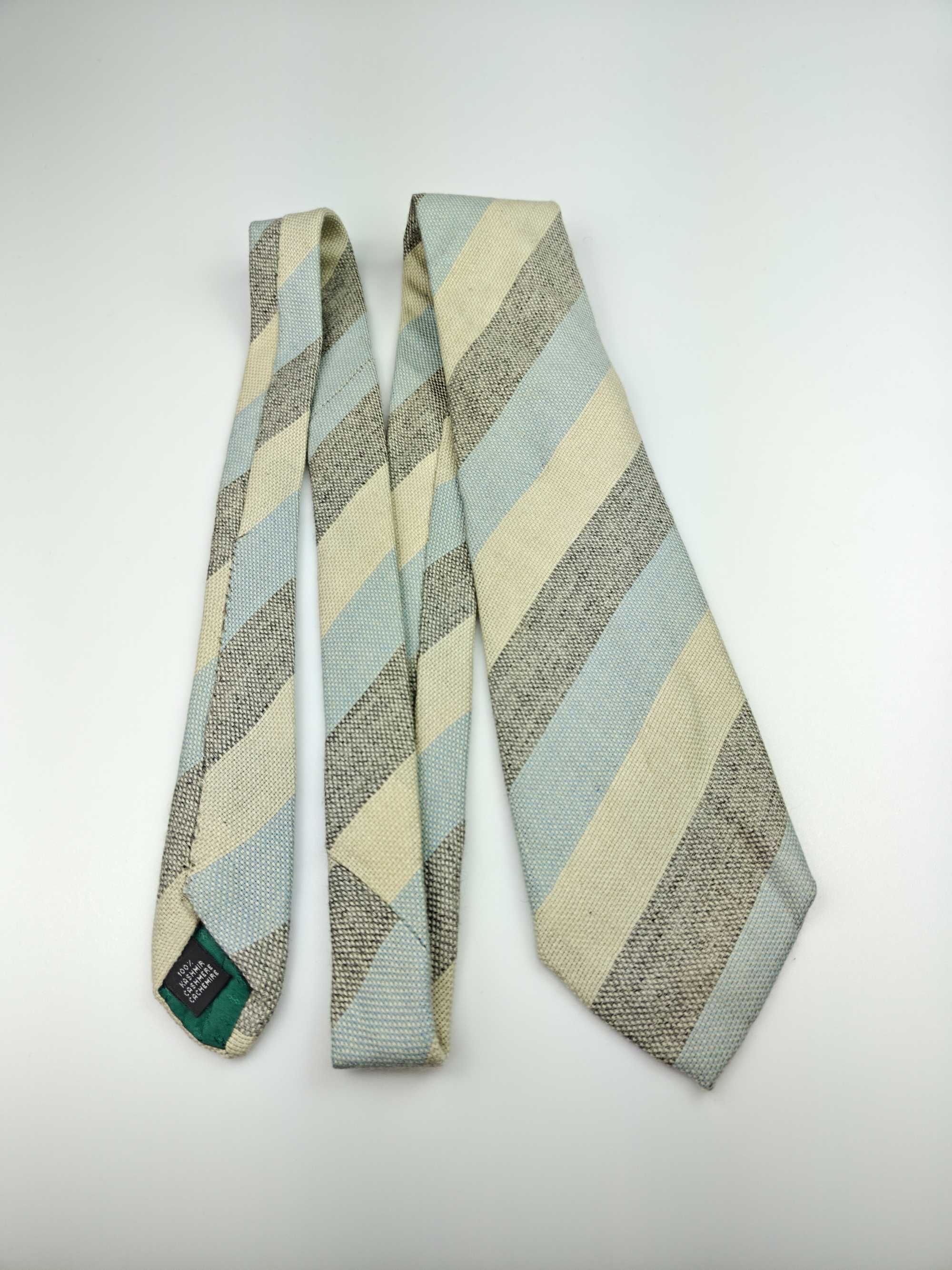 Zadi Andrew's Ties kremowy kaszmirowy krawat w paski regimental wrz09
