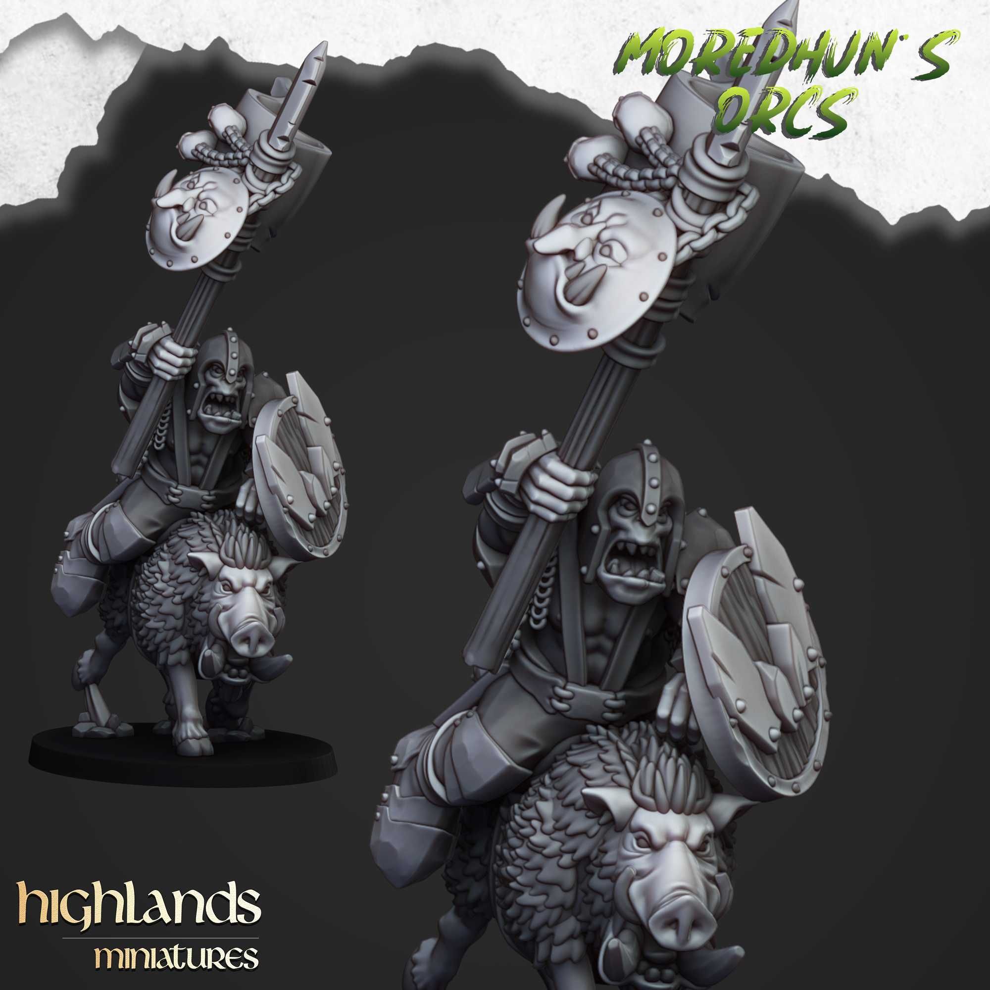 Mounted Orcs with Spears - WFB ToW AoS - Highlands x5