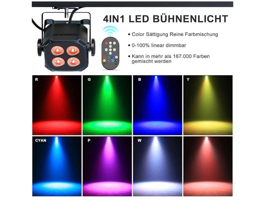RGB Focos par LED 80 W (conjuntos de 2 ou 4 luzes)